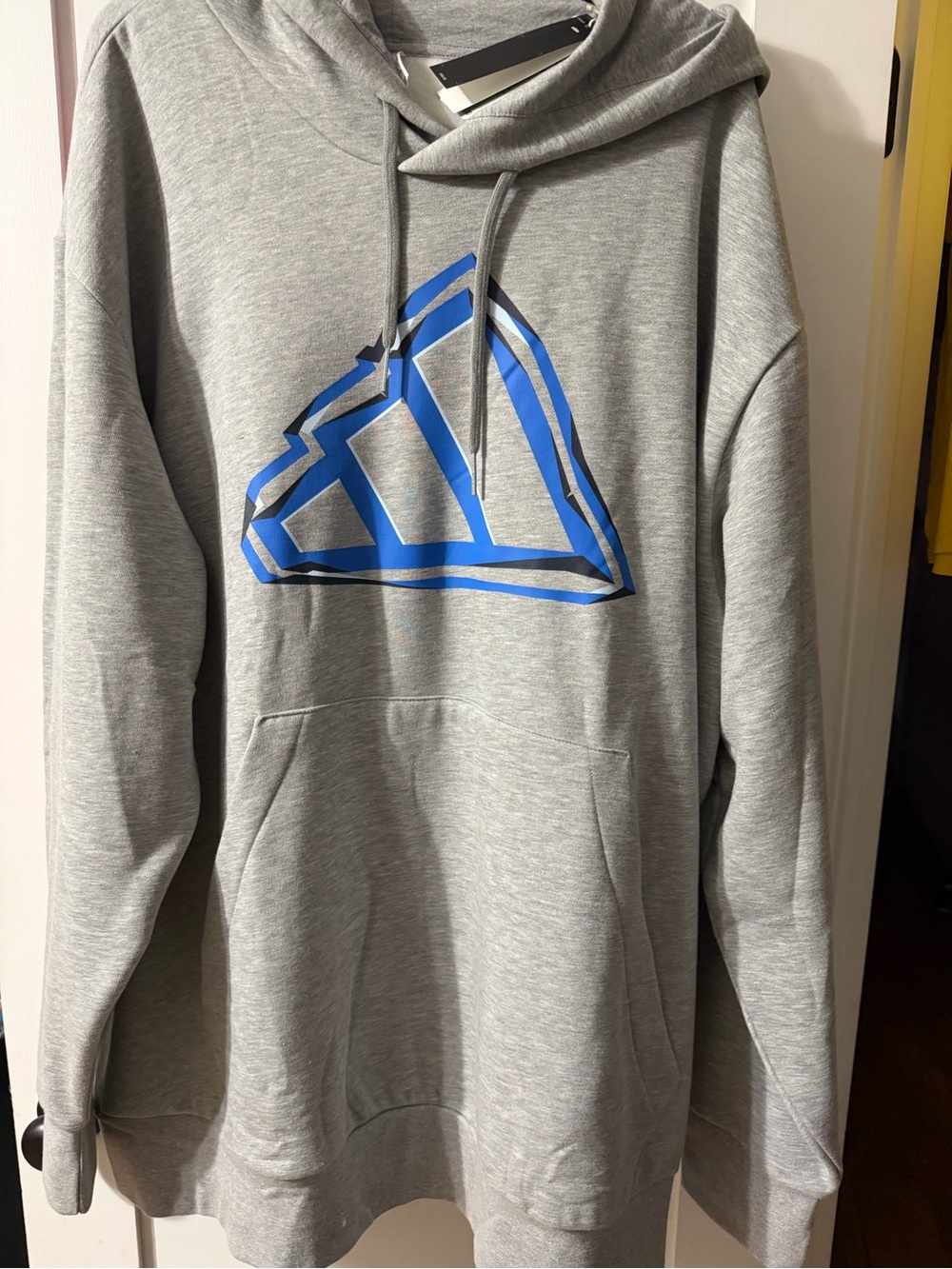 Adidas Gray Hoodie with Blue Logo Men’s Big and Tall 4XL